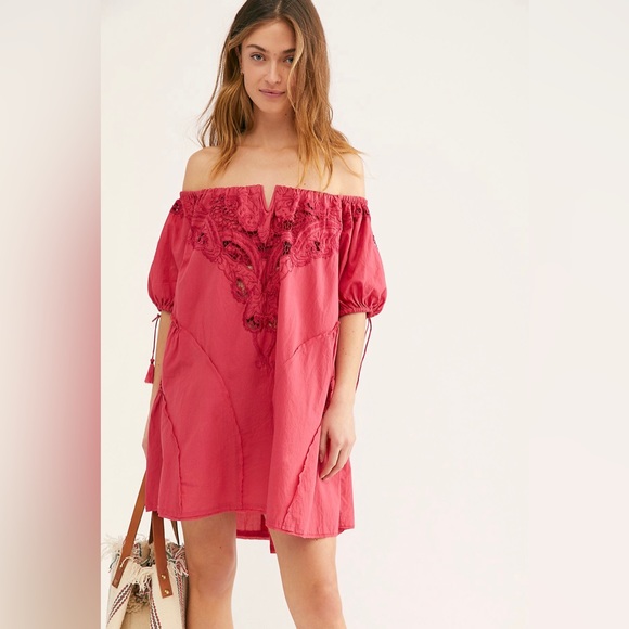 Free People ‘Sunbeat’ Off-the-Shoulder Mini Dress - Picture 1 of 6